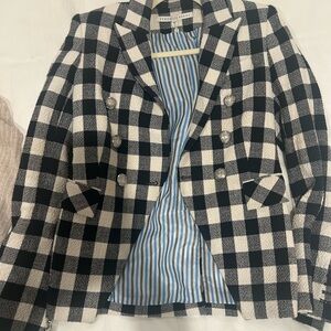 Veronica Beard Navy and White Check Blazer